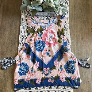 Free People Floral Print Top with Tie Sides